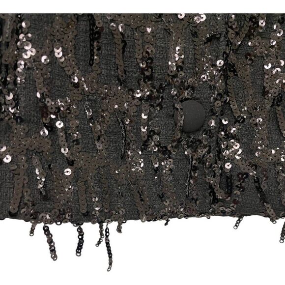 Zara Womens Sequin Jacket Blazer XS Black Fringed Textured Cropped 9659/630 NWOT - Picture 8 of 15